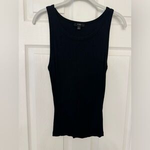 J. Crew Black Ribbed Cutaway Tank Size Small